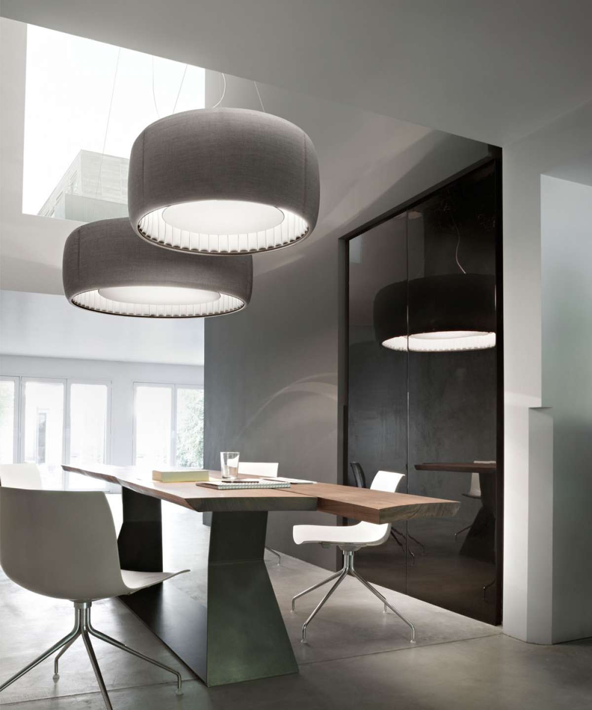 Luceplan Silenzio in an office comfort acustico lampada fonoassorbente 